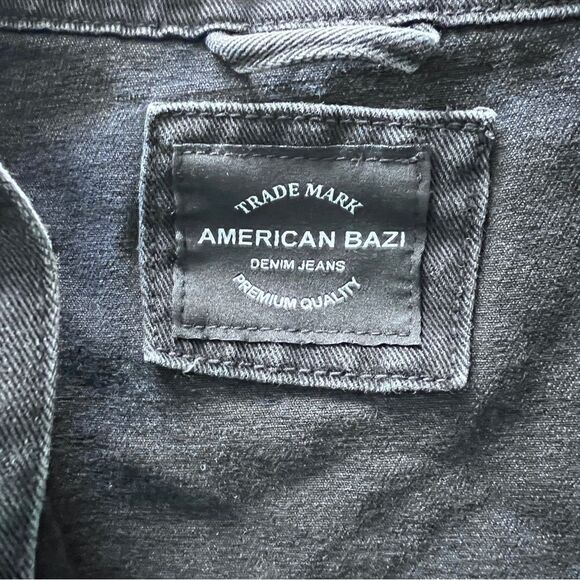 TRADE MARK American Bazi Black Denim Jean Premium Quality Cropped Fringe Size L - Picture 6 of 7